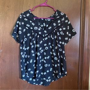 Black floral blouse